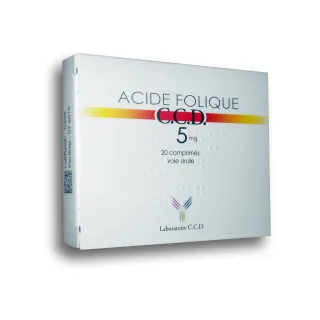 Acide Folique 5 mg en boite de 20 comprimés