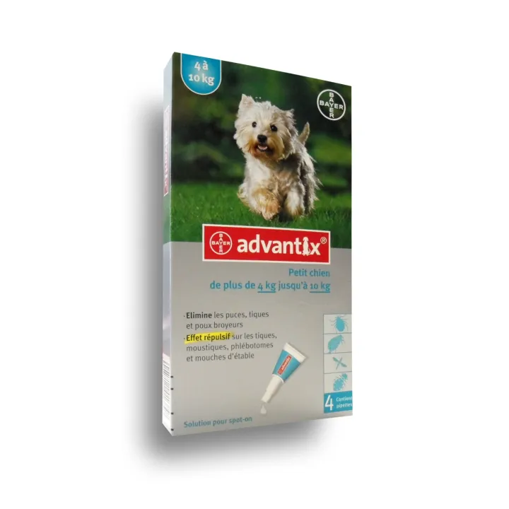 Advantix spot-on chiens en boite de 4 pipettes de 1 ml.