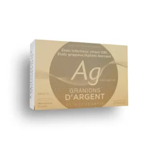 Granions d'argent oligothérapie Etats infectieux en boite de 30 ampoules buvables
