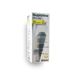 Ibuprofène Mylan 20 mg/ml sans sucre enfants et nourrissons - Flacon de 200 ml