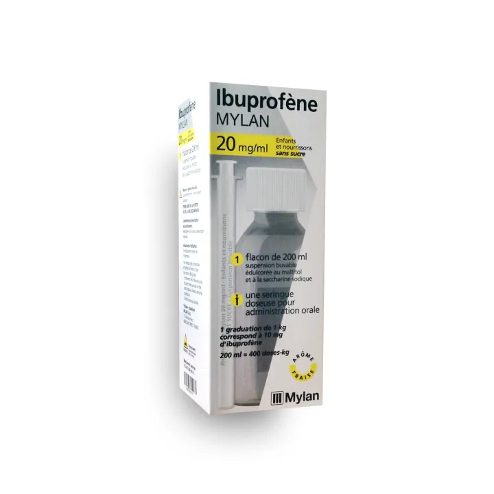 Ibuprofène Mylan 20 mg/ml sans sucre enfants et nourrissons - Flacon de 200 ml