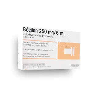 Bécilan 250 mg/5 ml Vitamine B6 solution injectable - Boite de 5 ampoule 5 ml
