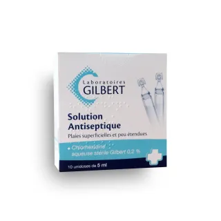 Chlorhexidine Gilbert solution antiseptique Plaies superficielles 10 unidoses