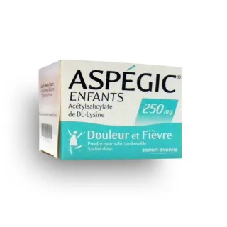 Aspégic enfants 250 mg douleur et fièvre - Boite de 20 sachets