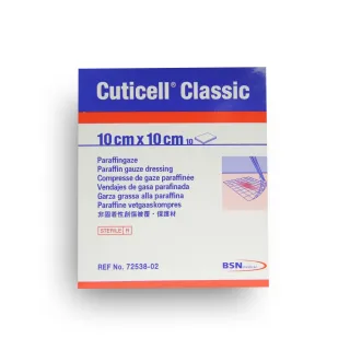 Cuticell classic gazes paraffinées pansement gras 10 x 10 cm