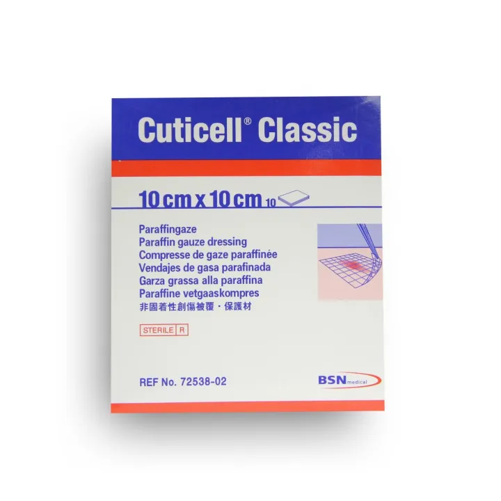 Cuticell classic gazes paraffinées pansement gras 10 x 10 cm