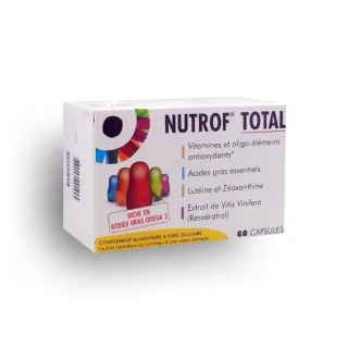 Nutrof total complément alimentaire à visée oculaire Théa - Boite de 60 ou 180 capsules Nutrof total complément alimentaire à visée oculaire Théa - Boite de 60 ou 180 capsules