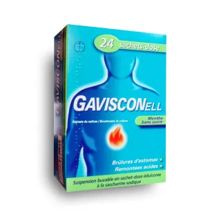 Gavisconell menthe sans sucre boite de 24 sachets-dose