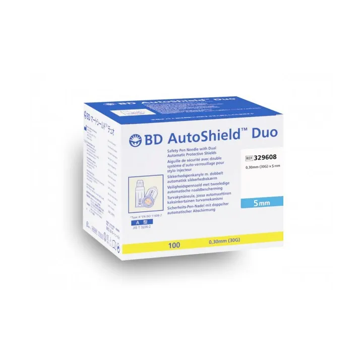 BD Autoshield Duo - 100 Aiguilles pour stylo sécuriséé 0.30 mm x 5mm